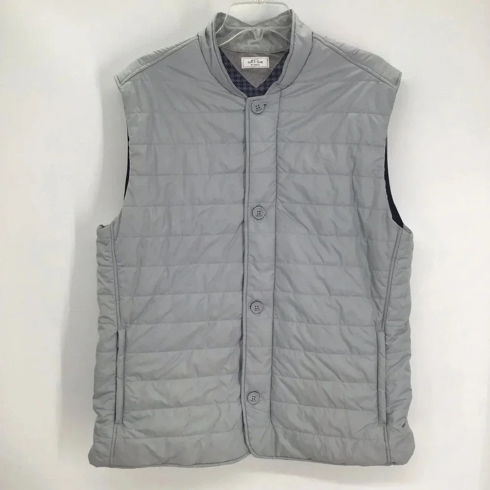 Adi Pure By Adidas Men’s Golf Quilted Lined Vest Grey /Plaid Warm Size Large